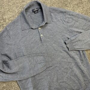 Brooks Brothers Sweater Polo Mens XL‎ Blue Merino Wool Collared Knit 346 Preppy